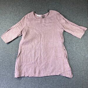 Bryn Walker 100%‎ Linen Tunic Shirt Womens XL Extra Large Blush Pink Lagenlook